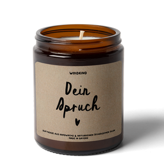 Personalisierbare Kerze mit deinem Spruch - Schreibschrift & Herz