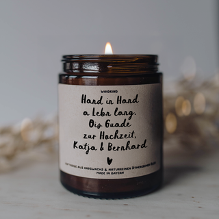 Personalisierbare Kerze mit deinem Spruch - Schreibschrift & Herz