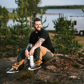 Thermosflasche aus Edelstahl mit Campingmotive - 650ml