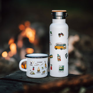 Thermosflasche aus Edelstahl mit Campingmotive - 650ml