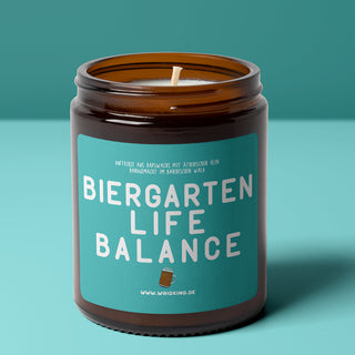 "Biergarten Life Balance" - Motivkerze