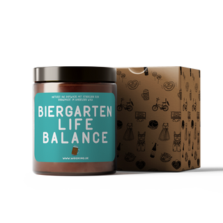 "Biergarten Life Balance" - Motivkerze