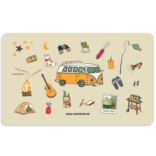 "Abenteuer" - Bundle mit Camping-Emaillehaferl, Brettl & Thermosflasche