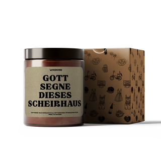 "Gott segne dieses Scheißhaus" - Spruchkerze