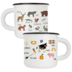 Geschenk Tasse Haferl bayerisch Kinder Bauernhof Wald Waldtiere Set Emaille tasse Becher tiefer Bulldog Traktor bayrisch bairisch woidkind