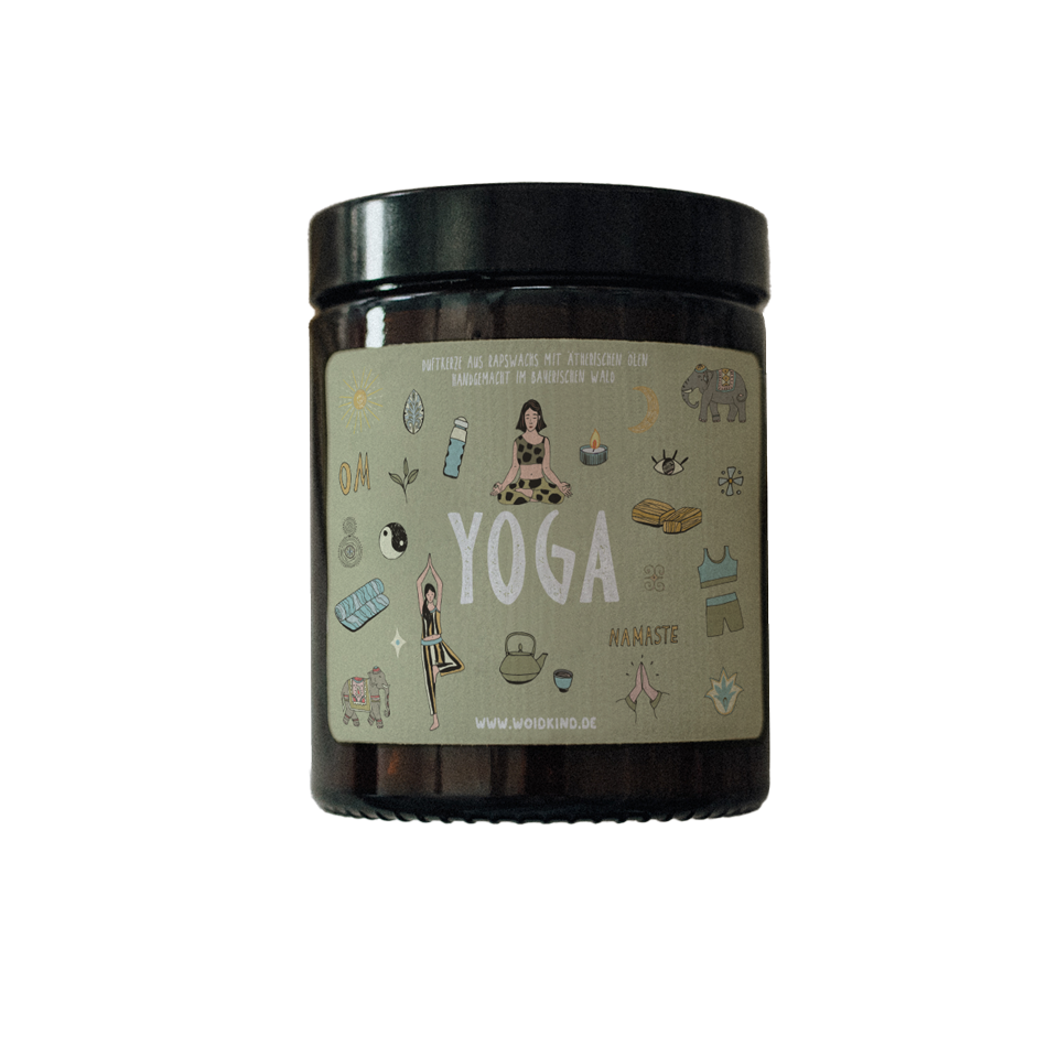 Duftkerze Yoga Lotus Ylang Ylang Sandelholz Patchouli Woidkind vegan Kerze